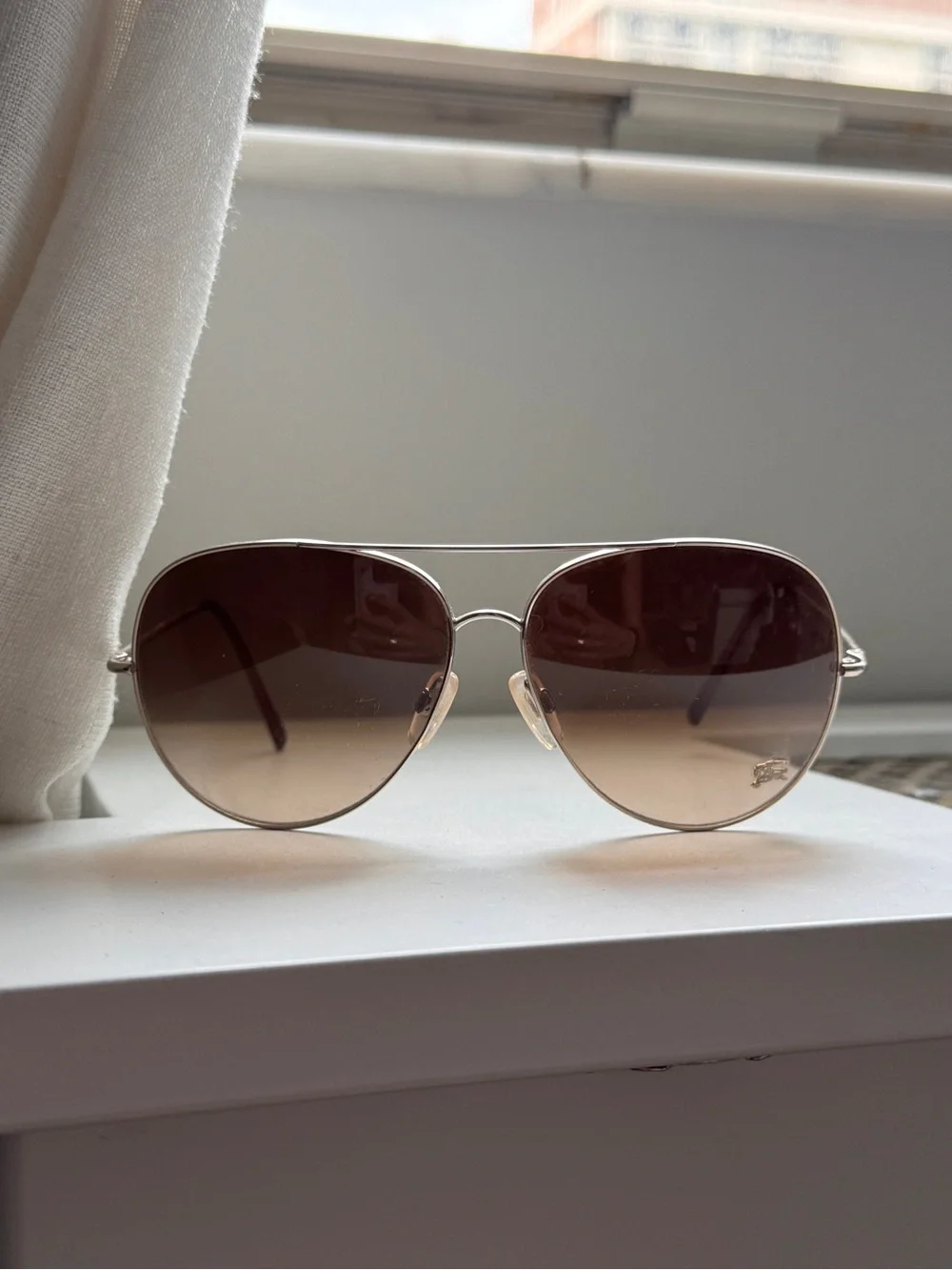 Vintage Burberry Brown Gradient Aviator Sunglasses